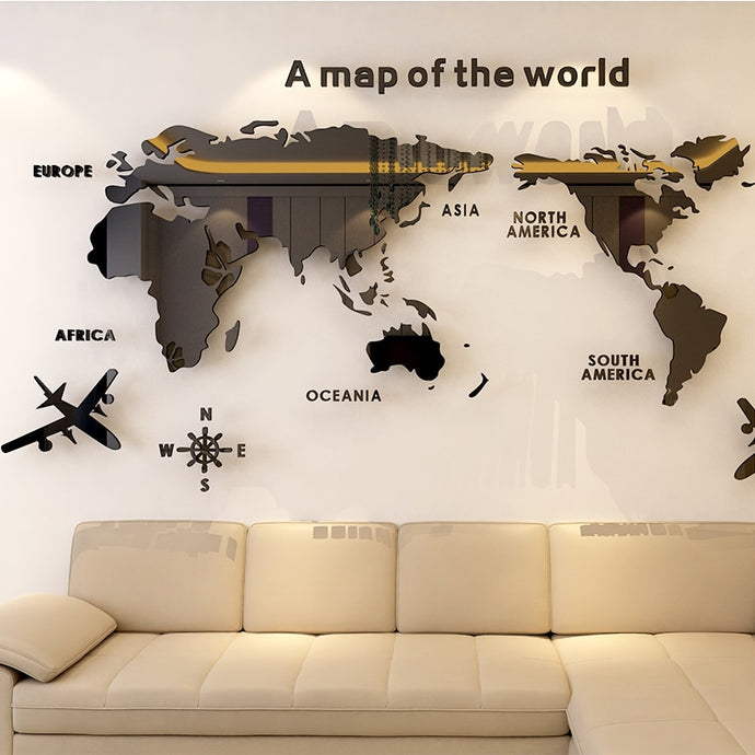 World map Acrylic 3D solid cr